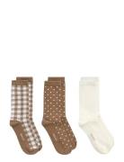 Dot And Gingham Check Socks 3-Pack Lingerie Socks Regular Socks Multi/...