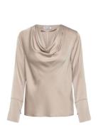 Zia Silk Blouse Tops Blouses Long-sleeved Beige Ahlvar Gallery
