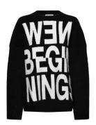 Over D Jacquard Knitted Sweater Tops Knitwear Jumpers Black Weekday