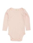 Pointelle Heart Lapneck Body Ls Bodies Long-sleeved Pink Copenhagen Co...