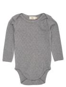 Pointelle Heart Lapneck Body Ls Bodies Long-sleeved Grey Copenhagen Co...