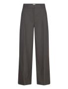 High Waisted Wide Leg Twill Trousers Bottoms Trousers Wide Leg Grey Mo...