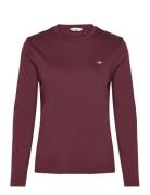 Reg Shield Ls T-Shirt Tops T-shirts & Tops Long-sleeved Burgundy GANT