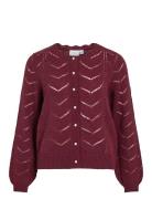 Vituli O-Neck L/S Detail Knit Cardi/Pb Tops Knitwear Cardigans Burgund...