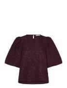 N-Shelly Blouse Tops Blouses Short-sleeved Burgundy Noella