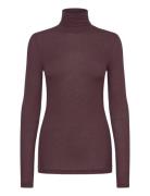 Angelabb Roll Neck Tops T-shirts & Tops Long-sleeved Burgundy Bruuns B...
