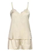 Rhjasmine Silk Blend Woven Nightset Pyjama Cream Rosemunde