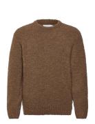 Dun Textured Sweater Tops Knitwear Round Necks Brown Edwin