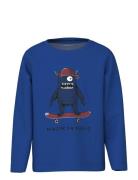 Nmmnonster Ls Nreg Top Tops T-shirts Long-sleeved T-shirts Blue Name I...
