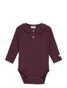 Body Ls Rib Bodies Long-sleeved Purple Fixoni