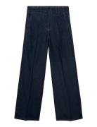Wide-Leg Denim Trousers With Belt Loops Bottoms Jeans Wide Navy Mango