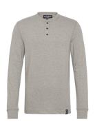 Merchant Grandad Top Tops T-shirts Long-sleeved Grey Superdry