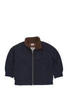 Twill Bumper Jacket W. Sherpa Collar Bombertakki Navy Copenhagen Color...