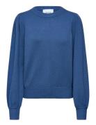 Msjudy Round Neck Pullover Tops Knitwear Jumpers Blue Minus