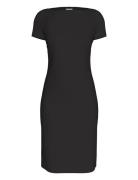 Stretch Crepe Boat Neck Ss Dress Polvipituinen Mekko Black Calvin Klei...