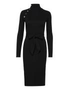 Cm 2X2 Rib-Knit Dress Polvipituinen Mekko Black Lauren Ralph Lauren