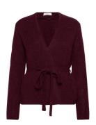 Slfgabella Ls Knit Belt Cardigan Tops Knitwear Cardigans Burgundy Sele...