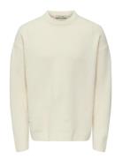 Onspage Rlx Ls Crew Knit Xt Tops Knitwear Round Necks White ONLY & SON...
