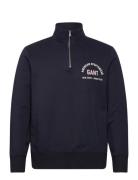 Printed Graphic Half Zip Tops Sweat-shirts & Hoodies Sweat-shirts Navy...