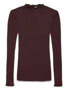 Rwbelize Silk Ls T-Neck T-Shirt Tops T-shirts & Tops Long-sleeved Brow...