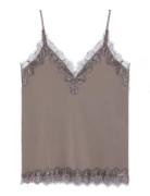 Rwbillie Sl Lace Strap Top Tops T-shirts & Tops Sleeveless Brown Rosem...