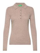 L/S Polo Shirt Tops Knitwear Jumpers Beige United Colors Of Benetton