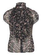 Liljasz Crinkle Ss Shirt Tops Blouses Short-sleeved Black Saint Tropez