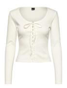 Lacing Top Tops T-shirts & Tops Long-sleeved White Gina Tricot
