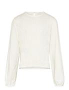 Long-Sleeved T-Shirt With Ruffles Tops Blouses & Tunics Cream Mango