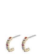 Brigitte Multicolored Crystal Half Hoops Gold-Plated Accessories Jewel...