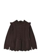 Alilly Peplum Pullover Tops Knitwear Pullovers Brown Fliink