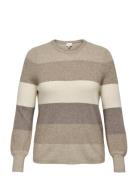 Carnew Daria L/S Stripe Pullover Knt Tops Knitwear Jumpers Beige ONLY ...