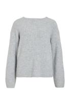 Viretta O-Neck L/S Knit Bow Top/Ln Tops Knitwear Jumpers Grey Vila