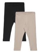 Leggings Basic Rib 2 Pack Bottoms Leggings Black Lindex