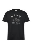 Graphic Ss T-Shirt Tops T-shirts Short-sleeved Black GANT