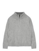 Perkins-Neck Sweater Tops Knitwear Pullovers Grey Mango