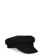 Rigid Wool-Blend Baker Boy Cap Accessories Headwear Caps Black Mango