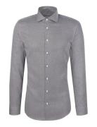 Cityhemden 1/1 Arm Tops Shirts Business Grey Seidensticker