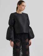 Cia Double Pouf Sleeve Blouse Tops Blouses Long-sleeved Black Malina