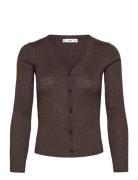 Ribbed Knitted Cardigan Tops Knitwear Cardigans Brown Mango