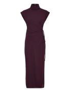 Turtleneck Wrap Dress Polvipituinen Mekko Burgundy Mango