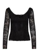 Scoop Neck Top Tops T-shirts & Tops Long-sleeved Black Gina Tricot