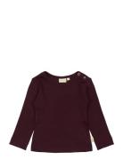 T-Shirt L/S Modal Tops T-shirts Long-sleeved T-shirts Burgundy Petit P...