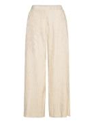 Slfelma Hw Wide Plisse Pant B Bottoms Trousers Wide Leg Cream Selected