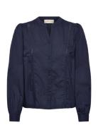 Crjassi Blouse Tops Blouses Long-sleeved Navy Cream