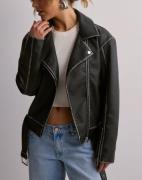 Nelly - Musta - PU Vintage Biker Jacket