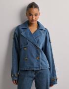 JJXX - Sininen - Jxcarlie Short Denim Trenchcoat Dnm