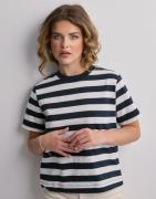 Selected Femme - Sininen - Slfessential Ss Striped Boxy Tee No