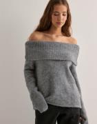 Pieces - Harmaa - Pcpam Ls Off Shoulder Knit Bc