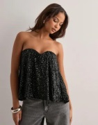 Gina Tricot - Musta - Strapless sequin top